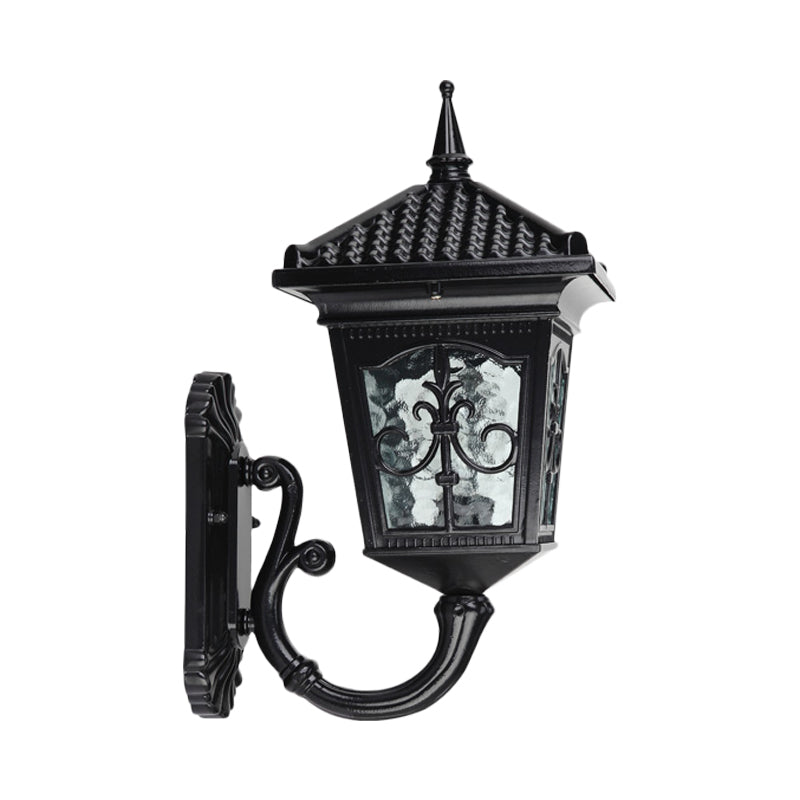 Skørter | Black/Bronze 1 Light Wall Mount Light Country House Clear Glass Lantern Shape Wall Lighting