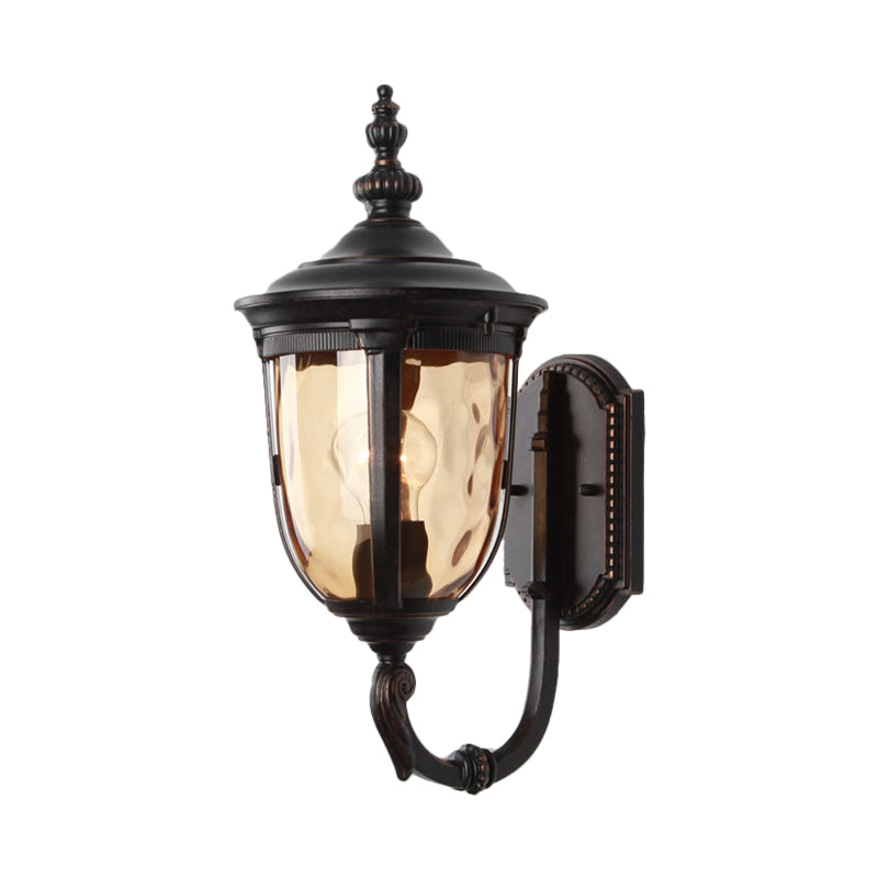 Skørter | 1 Light Wall Mounted Lamp Traditional Urn Shade Amber Water Glass Wall Light in Black