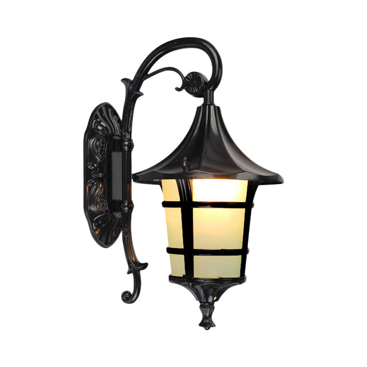 Skørter | Metallic Black/Coffee/Bronze Wall Lamp S-shaped Arm 1 Light Lodge Style Wall Lamp with White Glass Shade