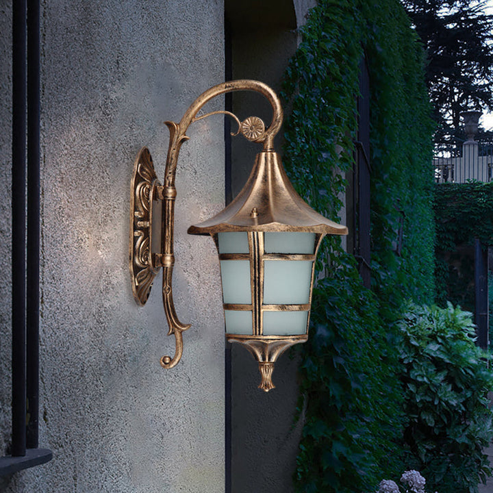 Skørter | Metallic Black/Coffee/Bronze Wall Lamp S-shaped Arm 1 Light Lodge Style Wall Lamp with White Glass Shade