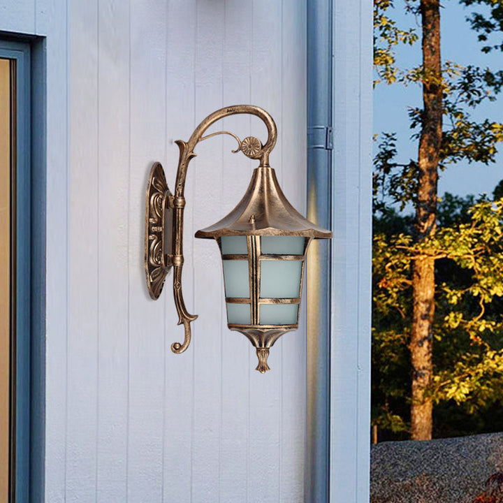 Skørter | Metallic Black/Coffee/Bronze Wall Lamp S-shaped Arm 1 Light Lodge Style Wall Lamp with White Glass Shade