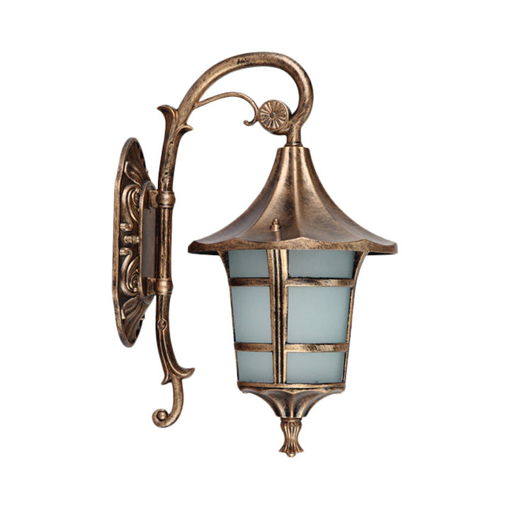 Skørter | Metallic Black/Coffee/Bronze Wall Lamp S-shaped Arm 1 Light Lodge Style Wall Lamp with White Glass Shade