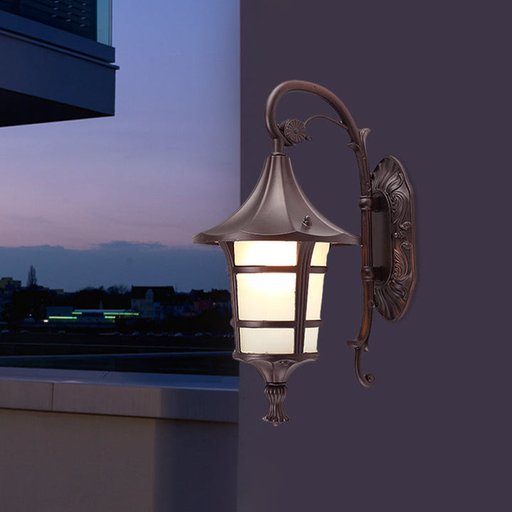 Skørter | Metallic Black/Coffee/Bronze Wall Lamp S-shaped Arm 1 Light Lodge Style Wall Lamp with White Glass Shade