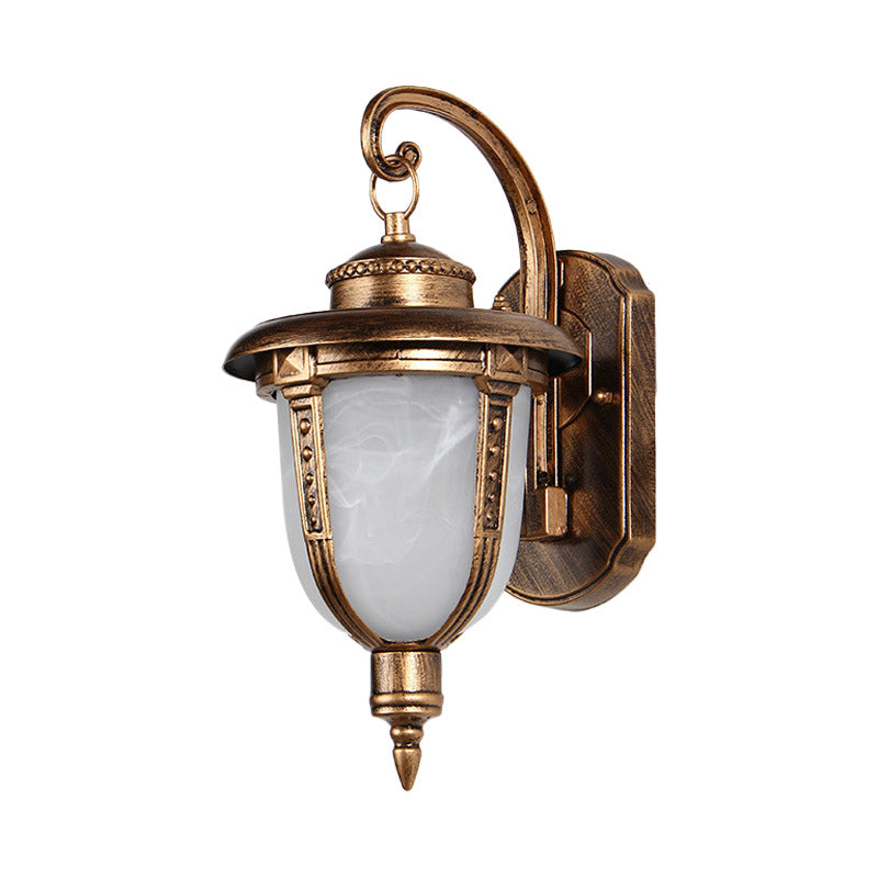 Skørter | Urn-shaped Frosted Glass Wall Lamp Country 1 Light Outdoor Wall Hanging Light in Black/Gold/Bronze