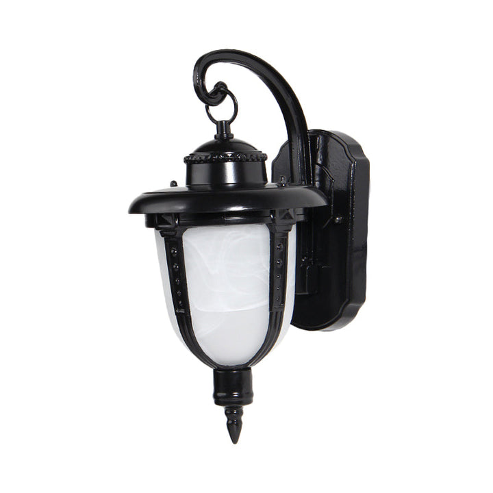 Skørter | Urn-shaped Frosted Glass Wall Lamp Country 1 Light Outdoor Wall Hanging Light in Black/Gold/Bronze