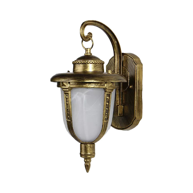 Skørter | Urn-shaped Frosted Glass Wall Lamp Country 1 Light Outdoor Wall Hanging Light in Black/Gold/Bronze