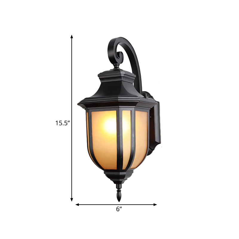 Skørter | Tan Glass Black Wall Lamp Urn Shade 1-Light Traditional Style Wall-Mounted Lighting Fixture