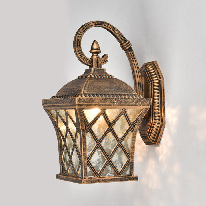 Skørter | 1 Bulb Birdcage Wall Lighting Ideas Rustic Bronze Finish Clear Wave Glass Wall Mounted Lamp