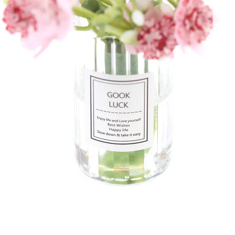 Lisslune | Hanging Mini Glass Vase Wind Chimes with Mini Flower Decor for Home and Dollhouse