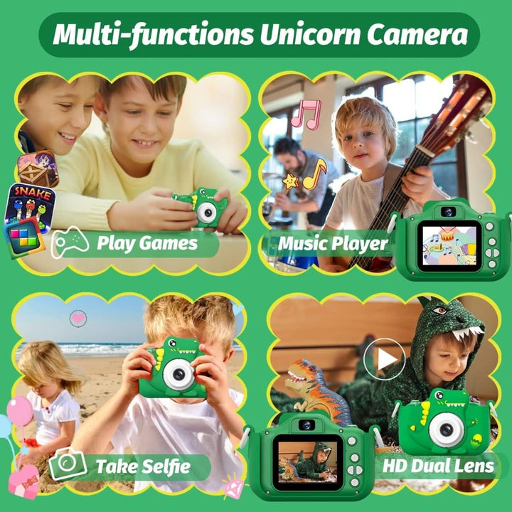 Lisslune | PhotoDino – Children's camera in dinosaur design with 1080p HD & selfie function