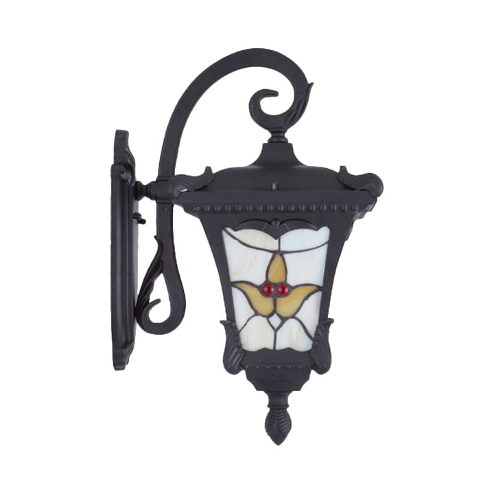Skørter | Black Lantern Wall Lamp Vintage Metallic 1-Bulb Patio Flower Pattern Wall Mount Light Fixture