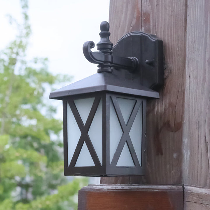 Skørter | 1-Head Frosted Glass Wall Lamp Lighting Traditional Dark Coffee Lantern Outdoor Wall Lamp Fixture