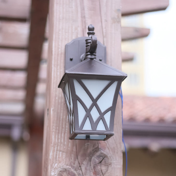 Skørter | 1-Head Frosted Glass Wall Lamp Lighting Traditional Dark Coffee Lantern Outdoor Wall Lamp Fixture