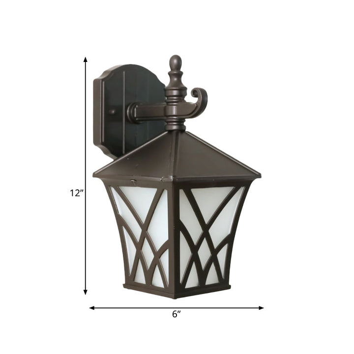 Skørter | 1-Head Frosted Glass Wall Lamp Lighting Traditional Dark Coffee Lantern Outdoor Wall Lamp Fixture