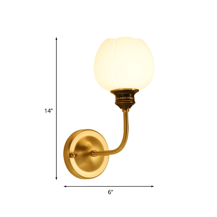 Skørter | Golden 1/2-bowl Sconce Lighting Fixture Antique Milk Glass Bud Wall Lamp for Living Room