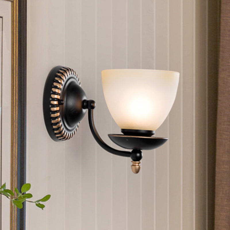 Skørter | 1/2-head Bud Wall Light Traditional black frosted white glass wall light for bedroom