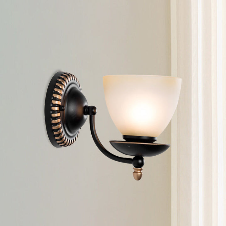 Skørter | 1/2-head Bud Wall Light Traditional black frosted white glass wall light for bedroom