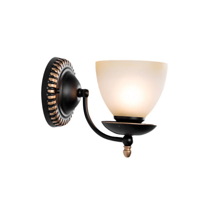 Skørter | 1/2-head Bud Wall Light Traditional black frosted white glass wall light for bedroom