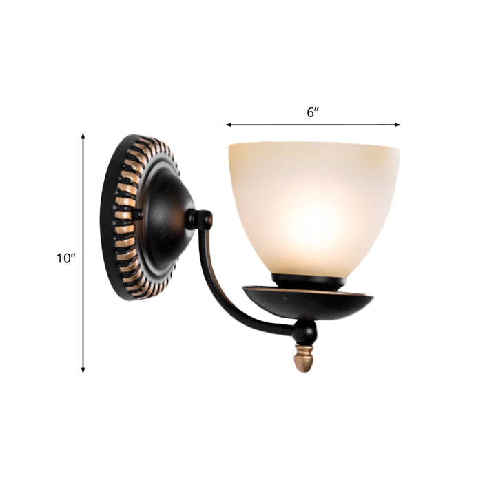 Skørter | 1/2-head Bud Wall Light Traditional black frosted white glass wall light for bedroom