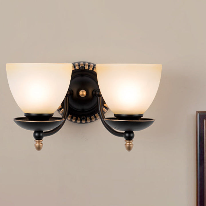 Skørter | 1/2-head Bud Wall Light Traditional black frosted white glass wall light for bedroom