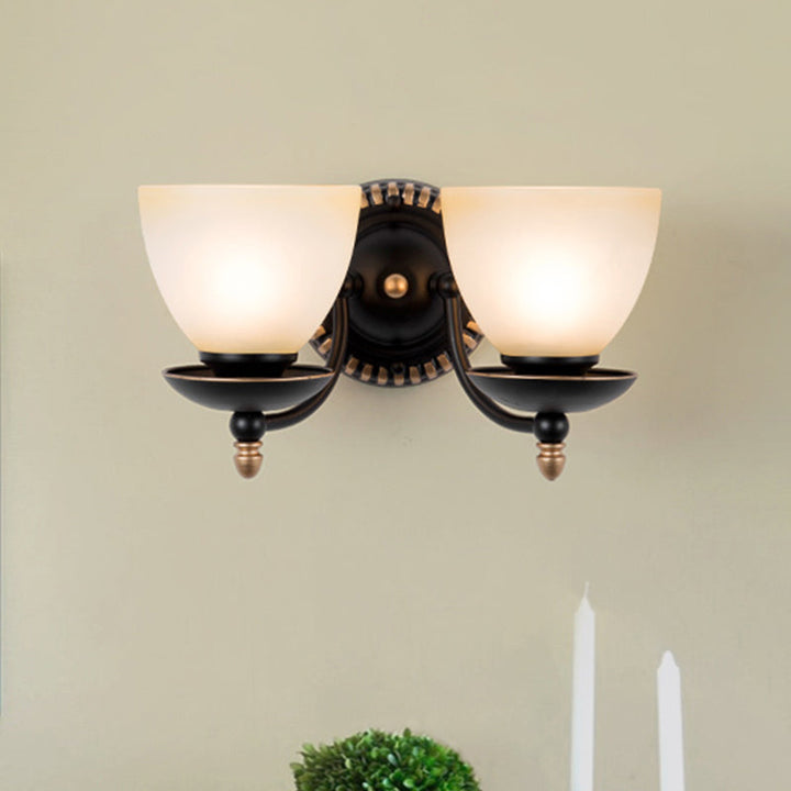 Skørter | 1/2-head Bud Wall Light Traditional black frosted white glass wall light for bedroom
