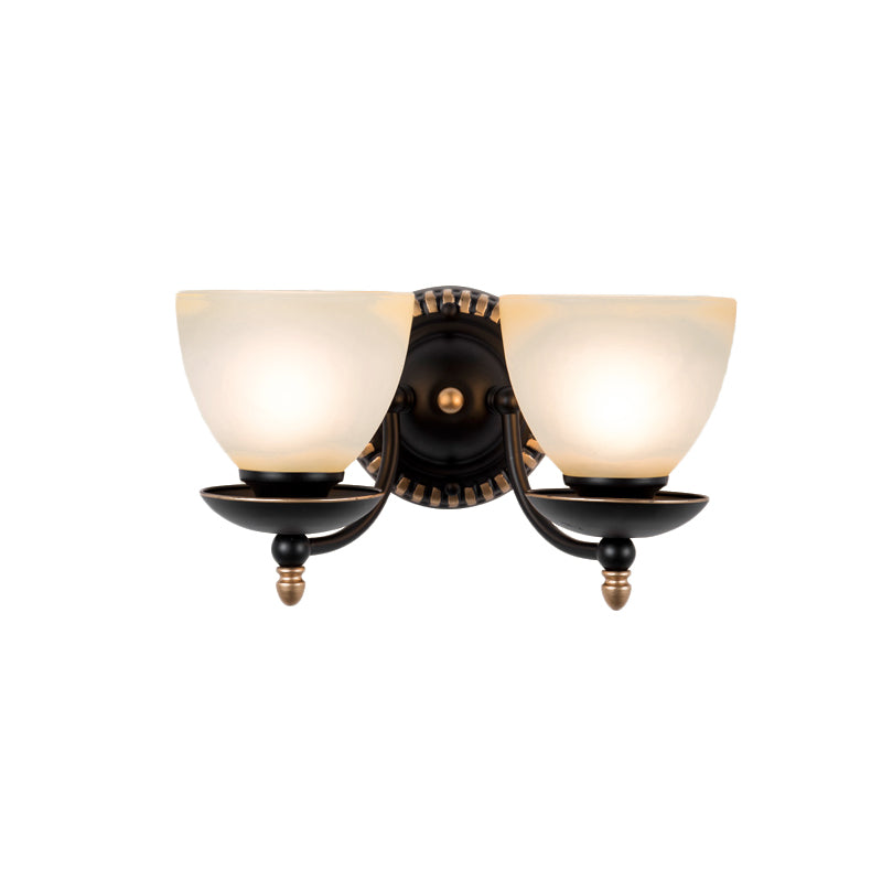 Skørter | 1/2-head Bud Wall Light Traditional black frosted white glass wall light for bedroom