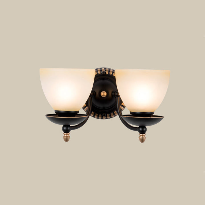Skørter | 1/2-head Bud Wall Light Traditional black frosted white glass wall light for bedroom