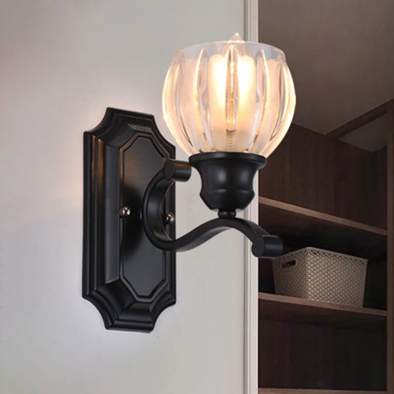 Skørter | Globe Living Room Wall Lamp Vintage Ice Glaze 1-Light Black Wall-Mounted Lighting Fixture