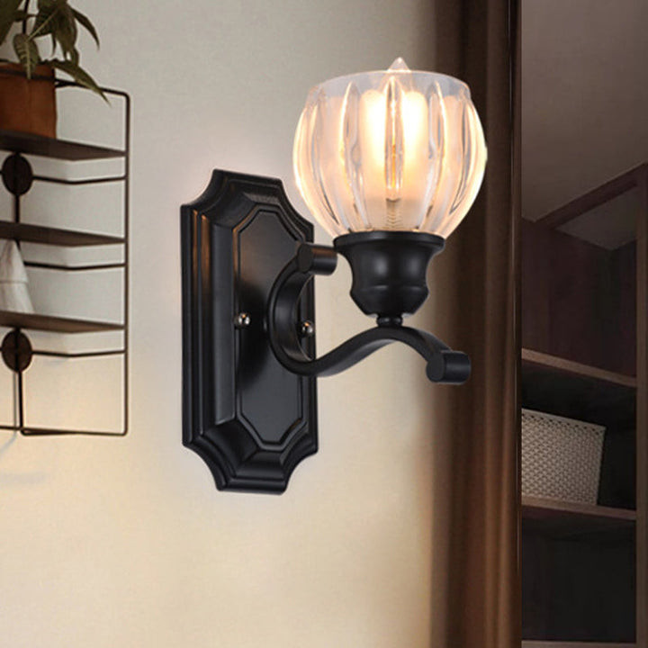 Skørter | Globe Living Room Wall Lamp Vintage Ice Glaze 1-Light Black Wall-Mounted Lighting Fixture