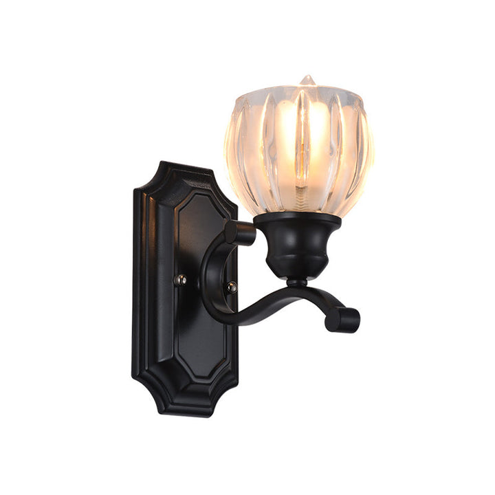 Skørter | Globe Living Room Wall Lamp Vintage Ice Glaze 1-Light Black Wall-Mounted Lighting Fixture