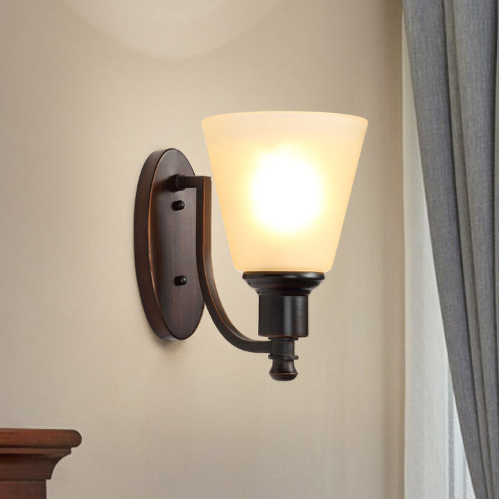 Skørter | Cone-shaped Milk Glass Wall Lighting Vintage 1 Main Living Room Wall Lamp Fixture in Black