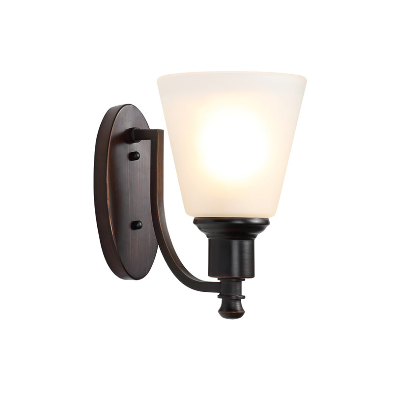 Skørter | Cone-shaped Milk Glass Wall Lighting Vintage 1 Main Living Room Wall Lamp Fixture in Black