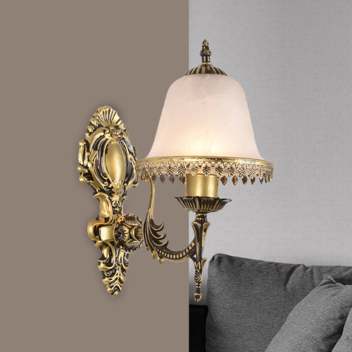 Skørter | Brass Bell Wall Lamp Lighting Fixture Classic Ivory Glass 1/2-Head Living Room Wall-Mounted Lamp