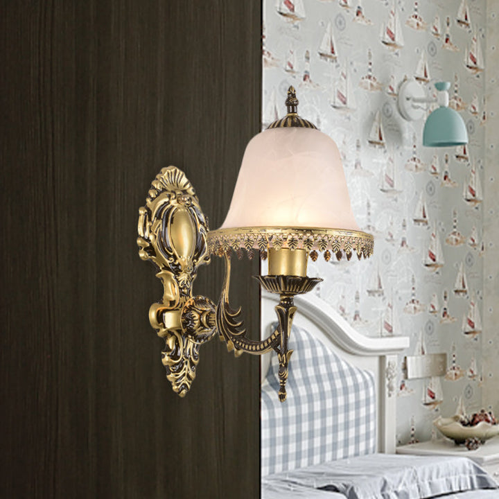 Skørter | Brass Bell Wall Lamp Lighting Fixture Classic Ivory Glass 1/2-Head Living Room Wall-Mounted Lamp
