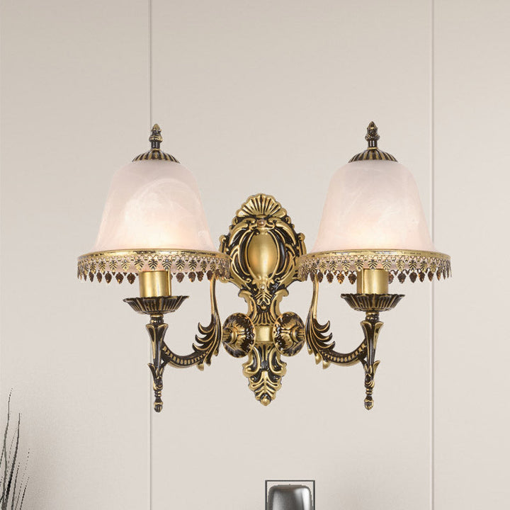 Skørter | Brass Bell Wall Lamp Lighting Fixture Classic Ivory Glass 1/2-Head Living Room Wall-Mounted Lamp