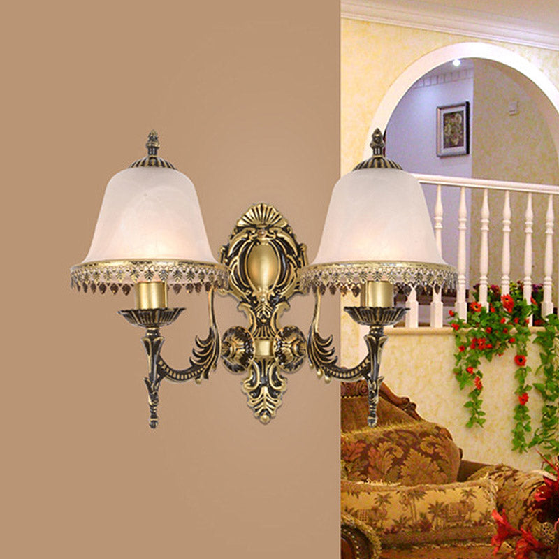 Skørter | Brass Bell Wall Lamp Lighting Fixture Classic Ivory Glass 1/2-Head Living Room Wall-Mounted Lamp
