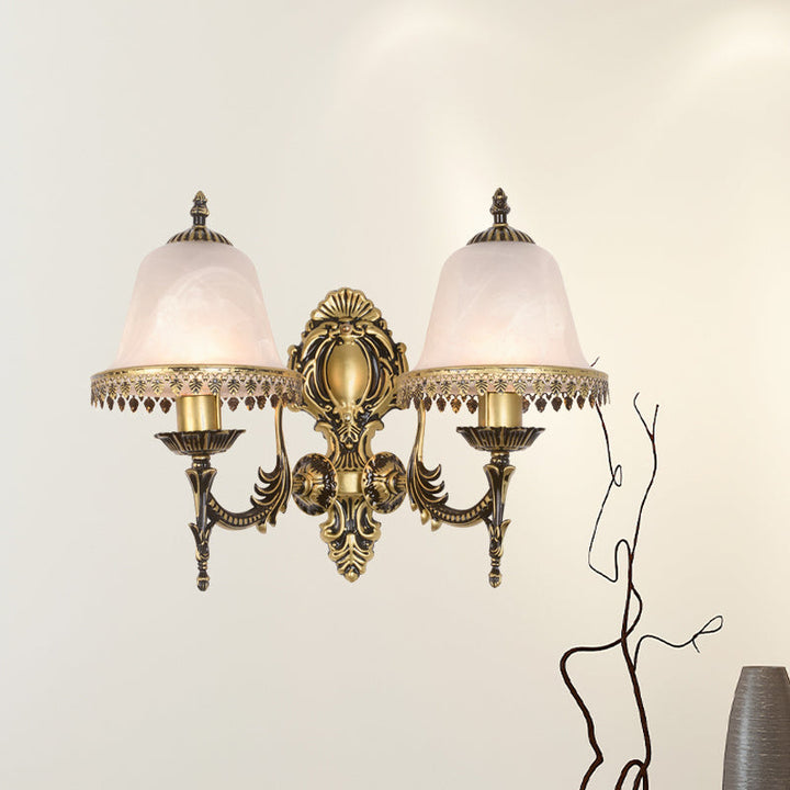 Skørter | Brass Bell Wall Lamp Lighting Fixture Classic Ivory Glass 1/2-Head Living Room Wall-Mounted Lamp