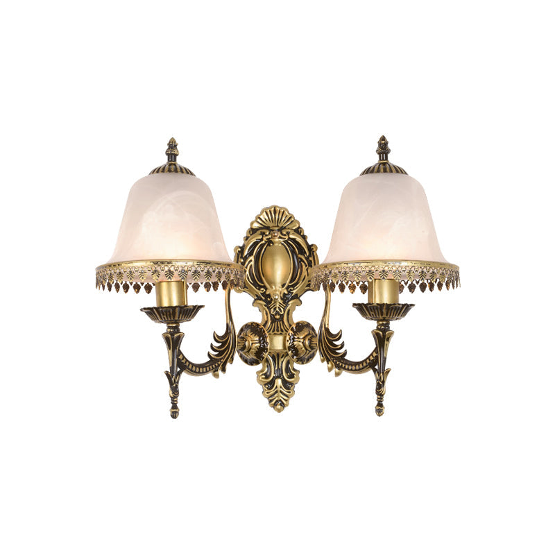 Skørter | Brass Bell Wall Lamp Lighting Fixture Classic Ivory Glass 1/2-Head Living Room Wall-Mounted Lamp