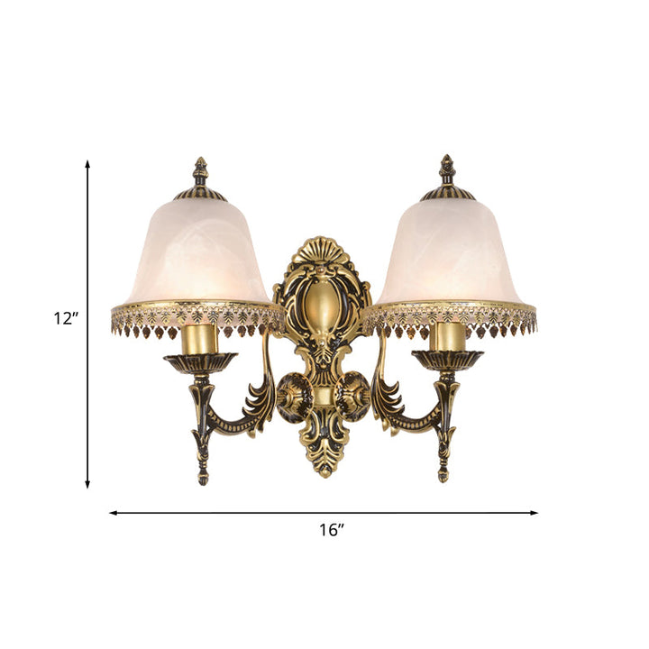 Skørter | Brass Bell Wall Lamp Lighting Fixture Classic Ivory Glass 1/2-Head Living Room Wall-Mounted Lamp