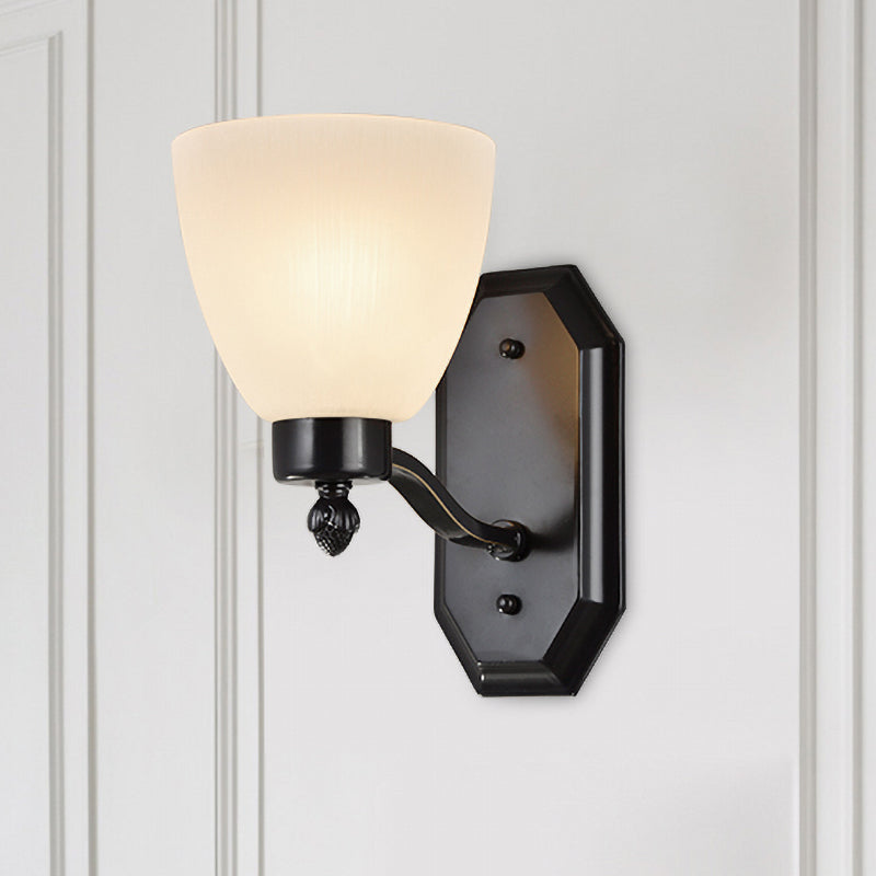 Skørter | Bud Living Room Wall Light Traditional Ivory Glass 1/2 Bulb Black Wall Light Lighting Fixture