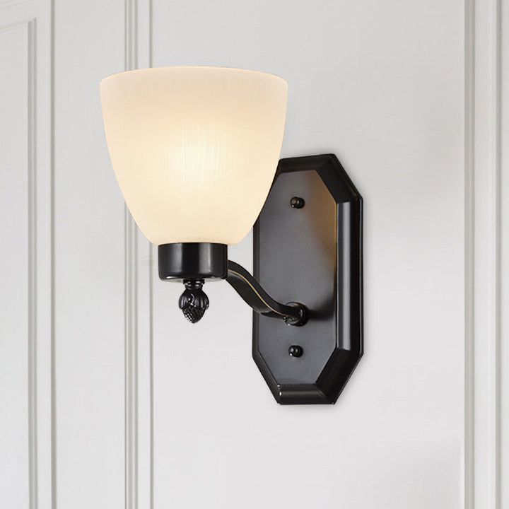 Skørter | Bud Living Room Wall Light Traditional Ivory Glass 1/2 Bulb Black Wall Light Lighting Fixture