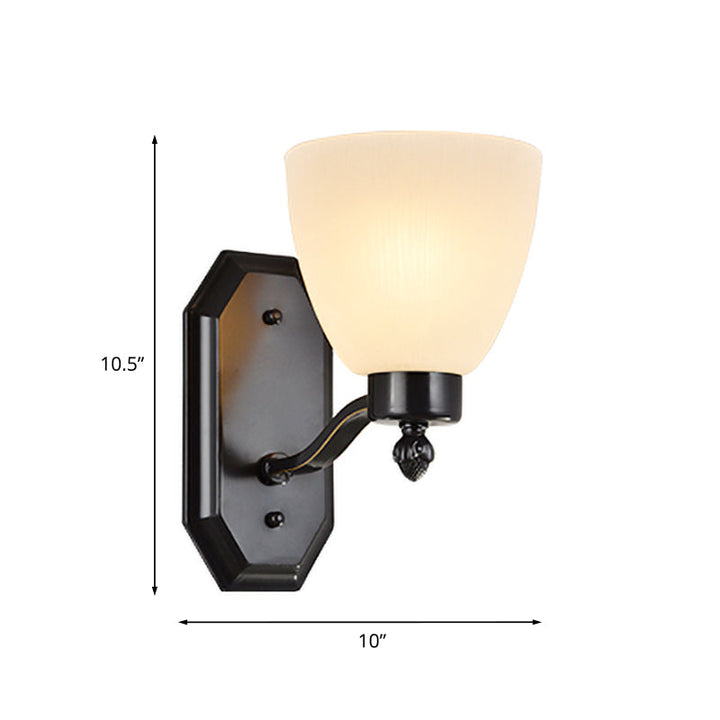 Skørter | Bud Living Room Wall Light Traditional Ivory Glass 1/2 Bulb Black Wall Light Lighting Fixture