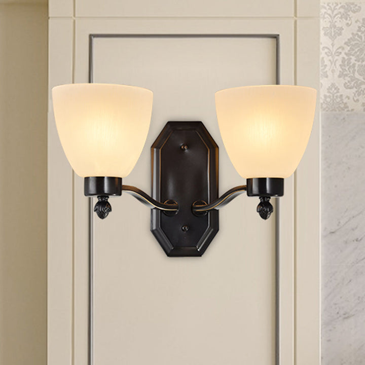 Skørter | Bud Living Room Wall Light Traditional Ivory Glass 1/2 Bulb Black Wall Light Lighting Fixture