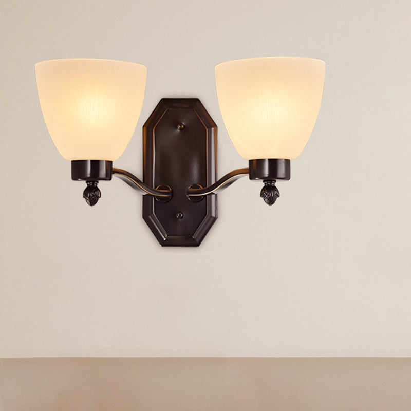 Skørter | Bud Living Room Wall Light Traditional Ivory Glass 1/2 Bulb Black Wall Light Lighting Fixture