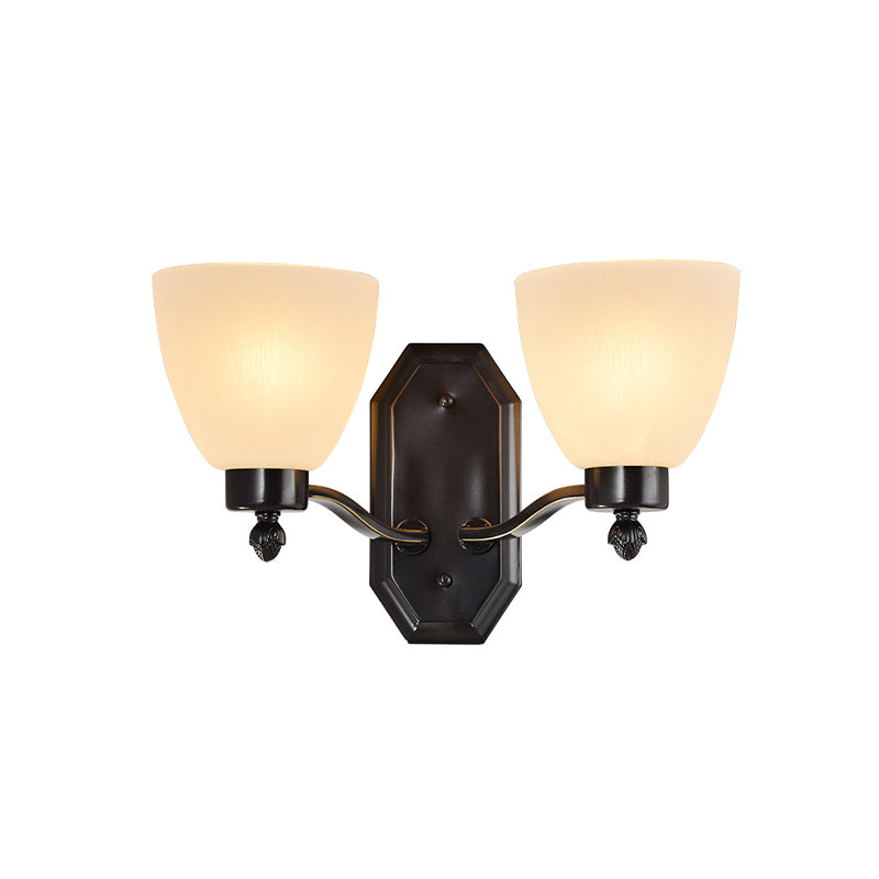 Skørter | Bud Living Room Wall Light Traditional Ivory Glass 1/2 Bulb Black Wall Light Lighting Fixture