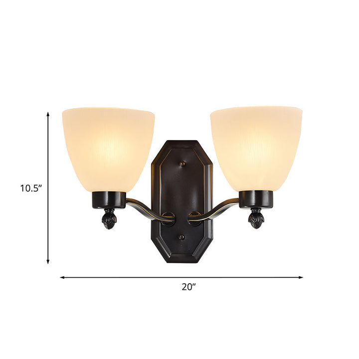Skørter | Bud Living Room Wall Light Traditional Ivory Glass 1/2 Bulb Black Wall Light Lighting Fixture