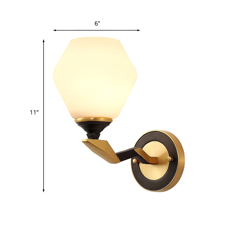 Skørter | 1/2-Bulb Hexagon Wall Lamp Classic Black and Gold Made of Frosted Glass Wall Lighting Fixture