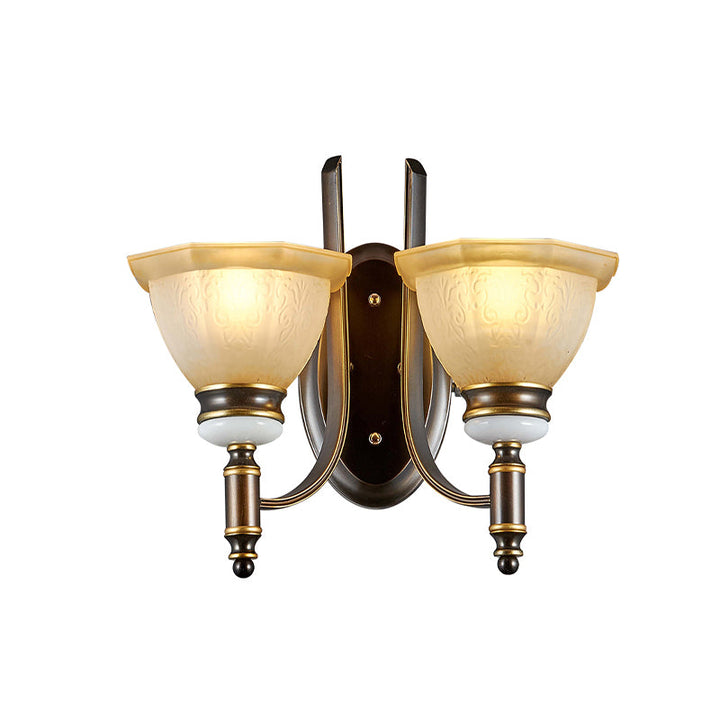Skørter | Curvy Arm Frosted Glass Wall Light Traditionalism 1/2-Bulb Living Room Wall Mounted Lamp in Black