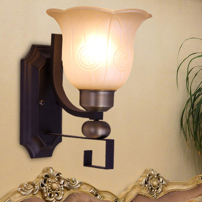 Skørter | Bloom Bedroom Wall Sconces Light Traditionalist Matte Glass 1 Bulb Black Wall Lighting Fixture