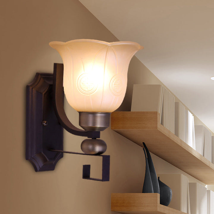 Skørter | Bloom Bedroom Wall Sconces Light Traditionalist Matte Glass 1 Bulb Black Wall Lighting Fixture